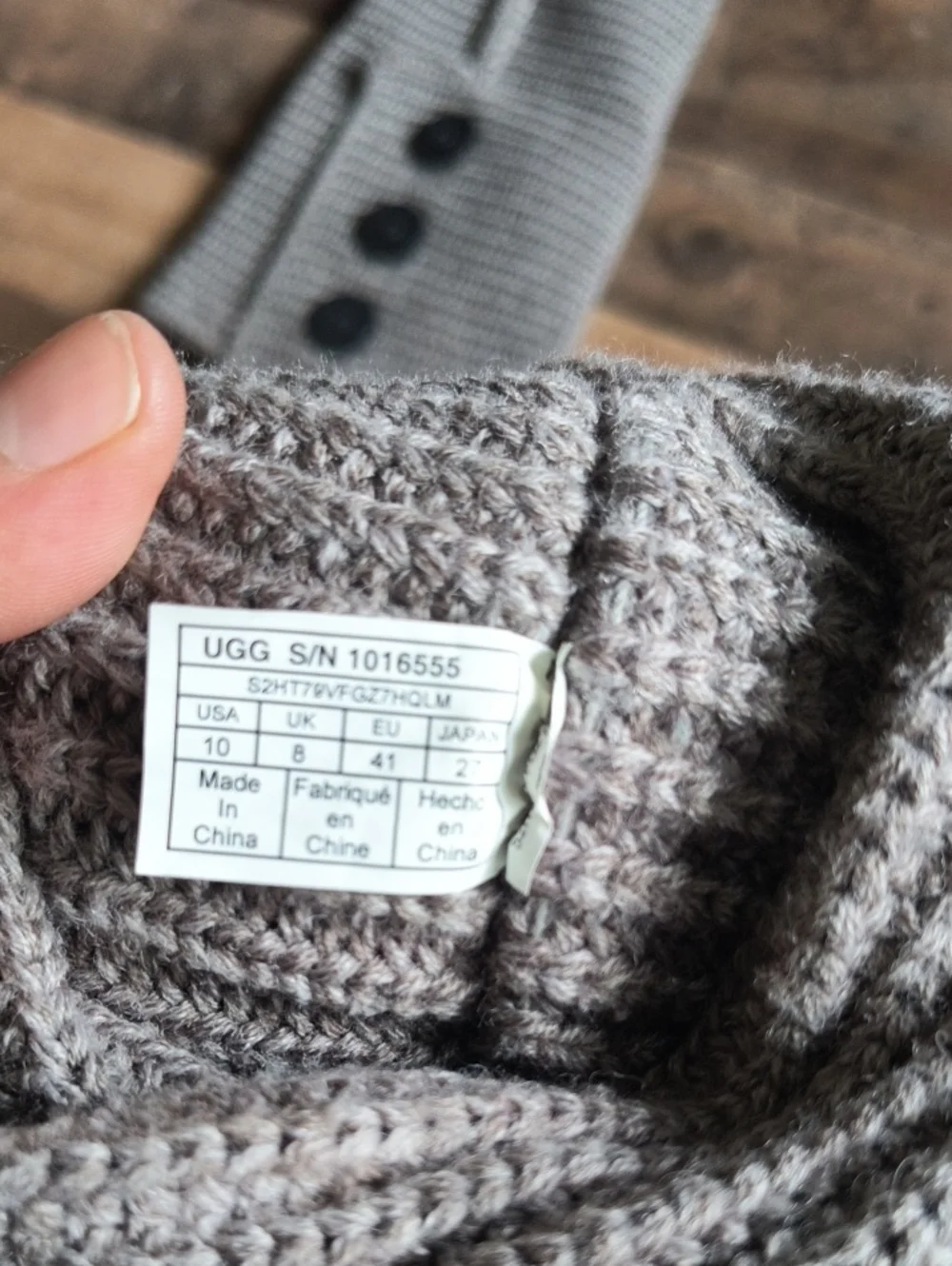 UGG Classic Cardy Gray Wool Blend Knit Boots Sz 10 Women